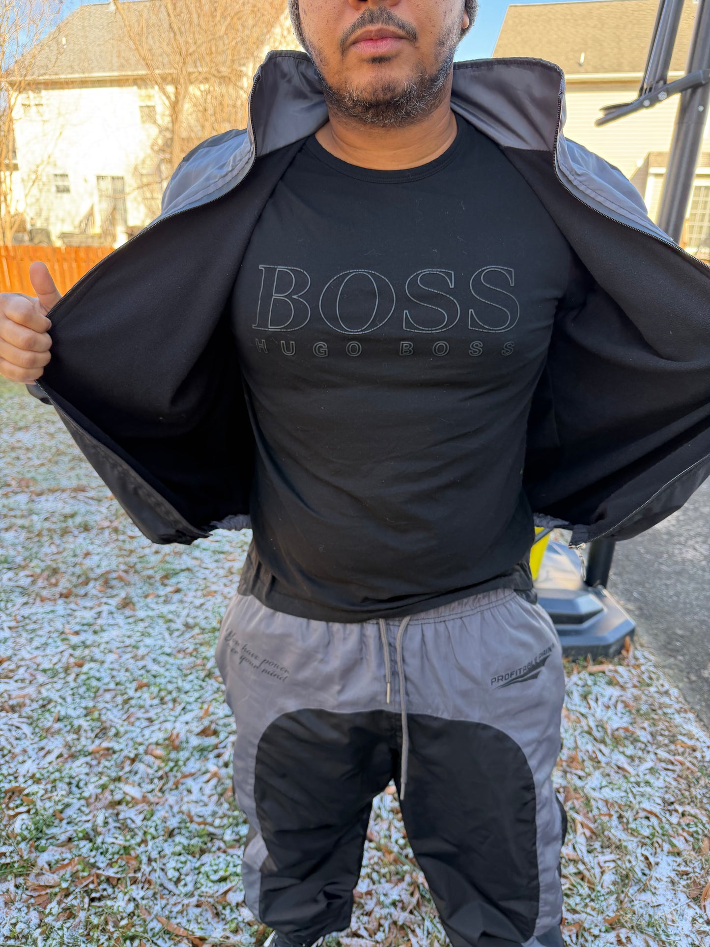 Oversized Fleece Windbreaker black