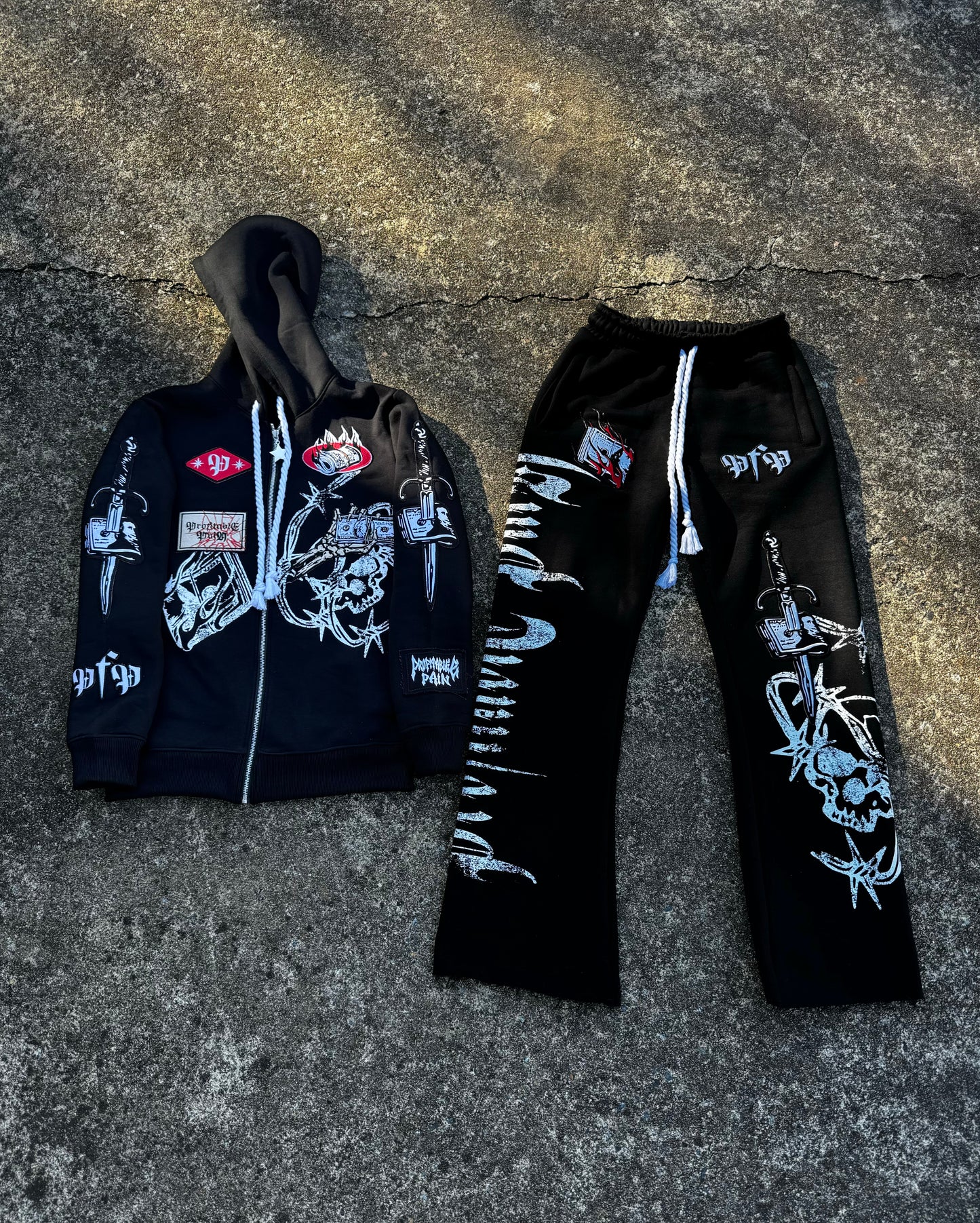 Profitable Pain Patch Sweat Suit - Black