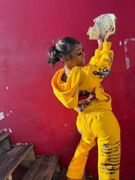 Profitable Pain Patch Sweat Suit - Yellow