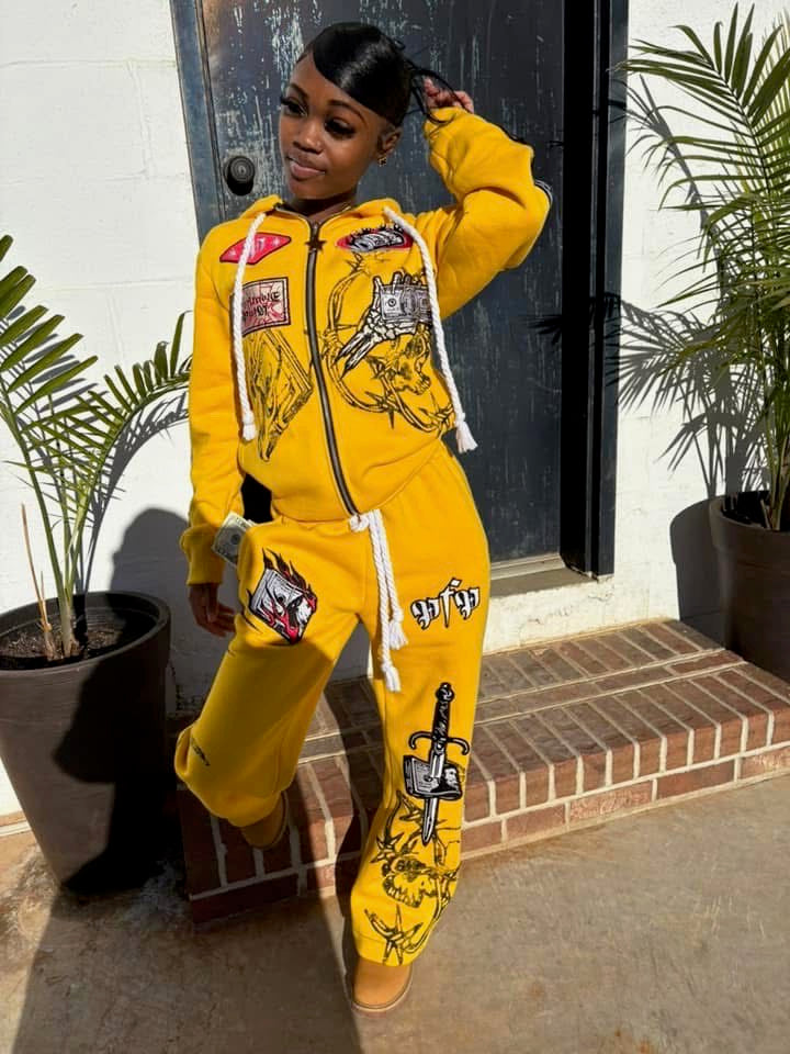 Profitable Pain Patch Sweat Suit - Yellow